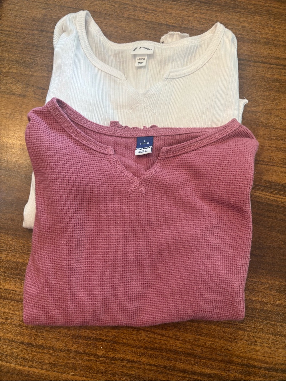 art class and old navy girls V-Neck Waffle Knit long sleeves- Rose Pink & Cream